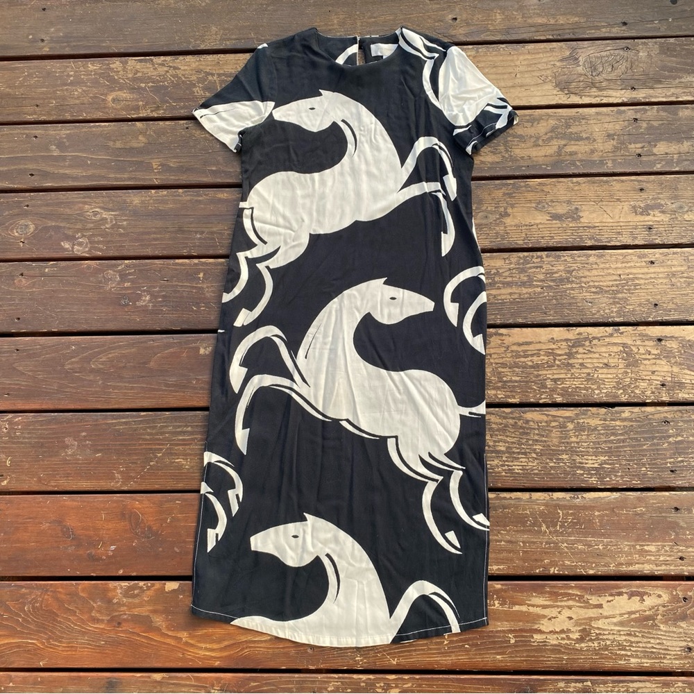 Anthropologie Black and White Swirl Maxi Dress - Picture 7 of 8